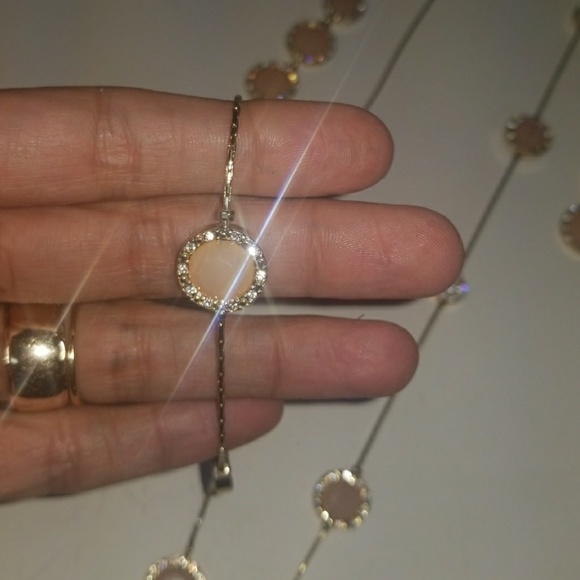 Used 3 pc Faux Opal Jewelry Set witn Rhinstones - Picture 2 of 8